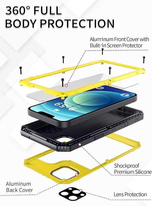 Unitedtime for iPhone 12 Case Waterproof with Built-in Screen Protector Full Body Rugged Hard Silicone, Military Grade Shockproof Dustproof Protec...