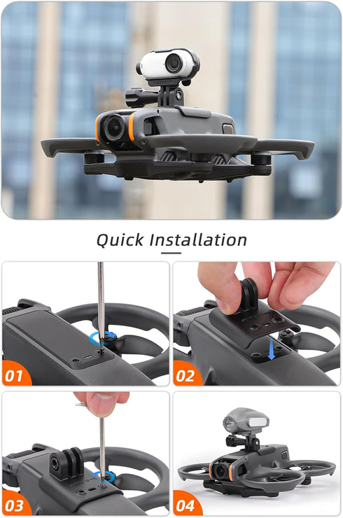 BTG Avata 2 Action Camera Mount Holder for Action 4 3/Pocket 3 /Insta360 X4 X3 Go 3/ Night Light/Fill Light Sport Camera Mount...