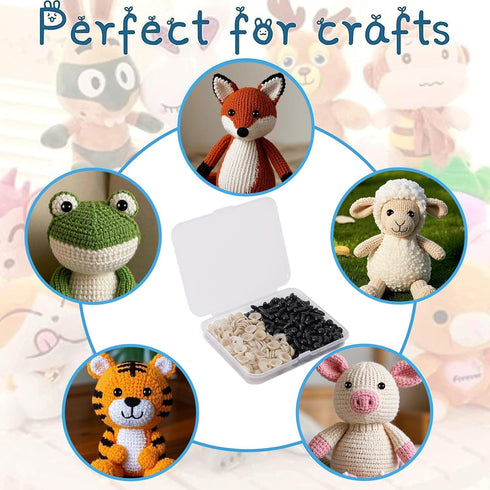 Vanblue Safety Eyes 260PCS 6mm Plastic Black Craft Eyes with Washers Teddy Bear Eyes for Amigurumi Stuffed Animals Crochet Toys Crafts Making Hall...
