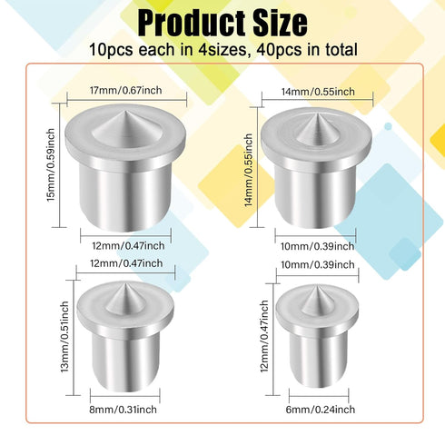 40pcs Dowel and Tenon Center Transfer Plugs Doweling Centering Pins Transfer Plugs 1/4", 5/16", 3/8" and 1/2" Set Drill Hole Tool in Case Doweling...