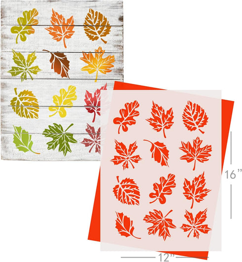 GSS Designs Leaf Stencils for Painting - Fall Leaves Stencils for Painting on Wood Wall Fabric Canvas Paper Crafts Card Making Background- Reusabl...