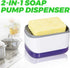 Dish Soap Dispenser for Kitchen, Soap Dispenser and Sponge Holder, Countertop Soap Pump Dispenser, 2-in-1 Soap Dispenser-One Hand Soap Pump Dispen...