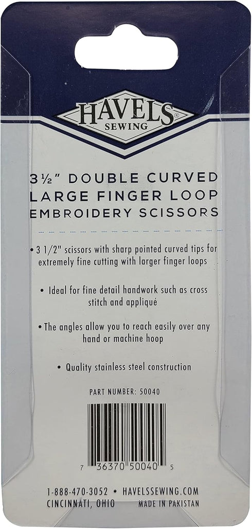 Havel's Double Curved Embroidery Scissors 3.5-Inch Large Finger Loop, Acrylic, Multicoloured...