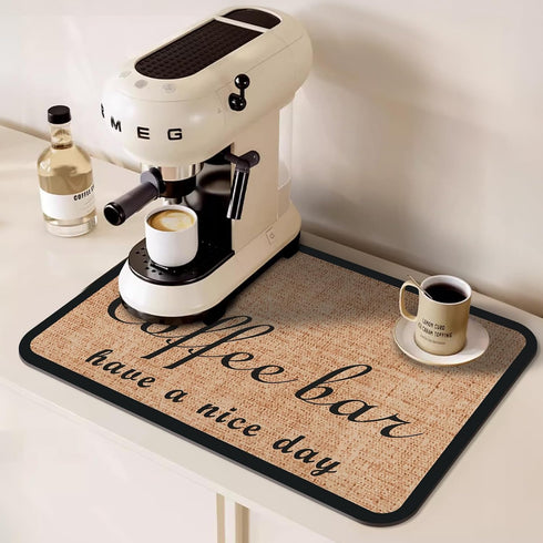 Coffee Bar Mat for Countertops, Coffee Bar Accessories Fit Under Coffee Maker Espresso Machine, Absorbent Hide Stain Rubber Backed Machine Coffee ...