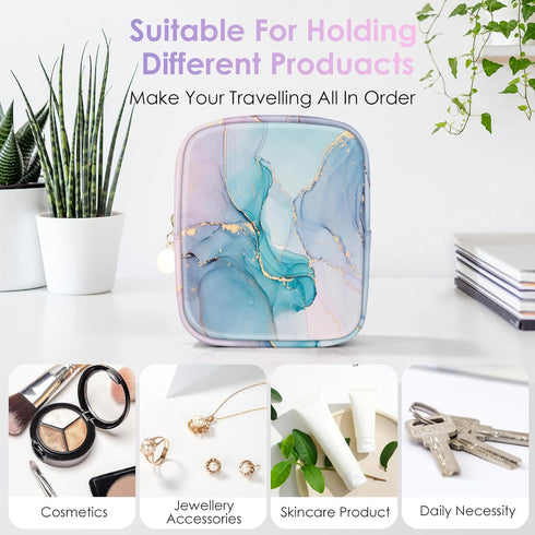 small makeup bag?PU Leather Cute Women Mini Cosmetic Bag small make up bag for purse?Colourful Patterned Travel Cosmetic Pouch Wash Waterproof toi...