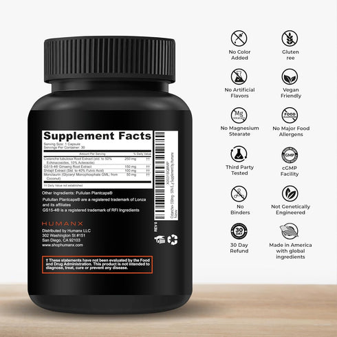 HUMANX Cistanche+ 550MG (Cistanche Tubulosa Extract Powder for Men) USA Made - Easy to Swallow Capsules - Powerful Supplement to Support Athletic ...