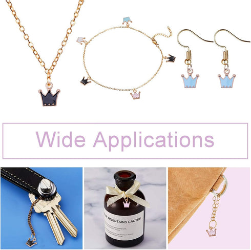 DanLingJewelry 100 pcs Random Color Crown Charms Pendants for Jewelry Making or DIY Crafts...