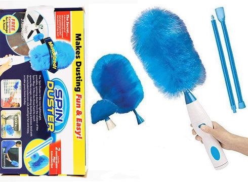 360 ° Spin Hurricane Adjustable Electric Feather Duster Vacuum Cleaner Battery Operated with Touch Button, Larpipao Blue Multifunction Electric Du...