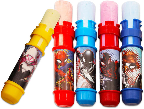 Spiderman Sidewalk Chalk Set for Kids - Bundle with 5 Spiderman Jumbo Chalk Sticks with Chalk Holders Plus Stickers, More | Spiderman Outdoor Toys...