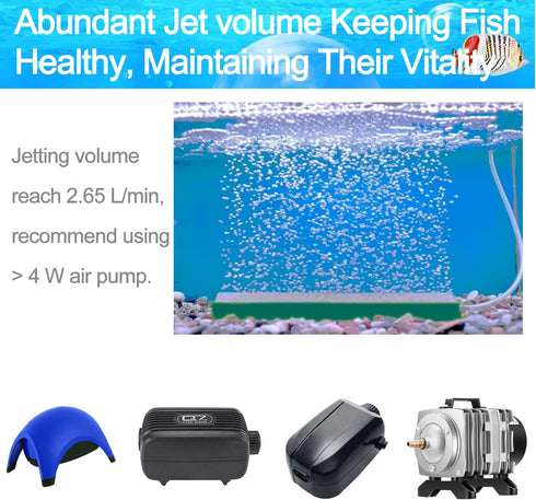 10 Inch Aquarium Air Stones Bar - Air Stone Kit with 5 Pcs Square Oxygen Diffuser Long Bubble Release Mineral Airstones for Fish Tank Pumps DWC Bu...