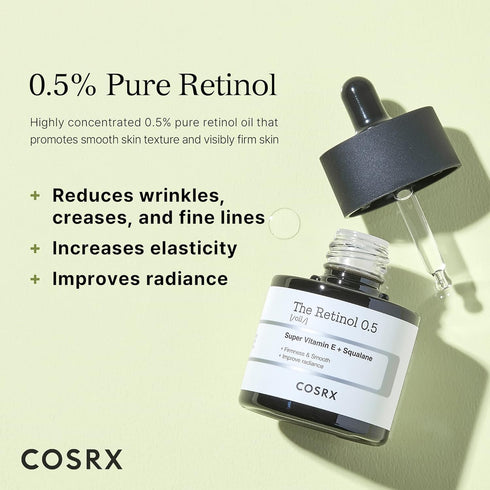 COSRX Retinol 0.5 Oil, Anti-aging Serum with 0.5% Retinoid Treatment for Face, Reduce Wrinkles, Fine Lines, & Signs of Aging, Gentle Skincare for ...