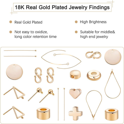 BENECREAT 10 PCS 18K Real Gold Plated S-Hook Clasps Necklace Clasp Jewelry Findings for DIY Jewelry Making...