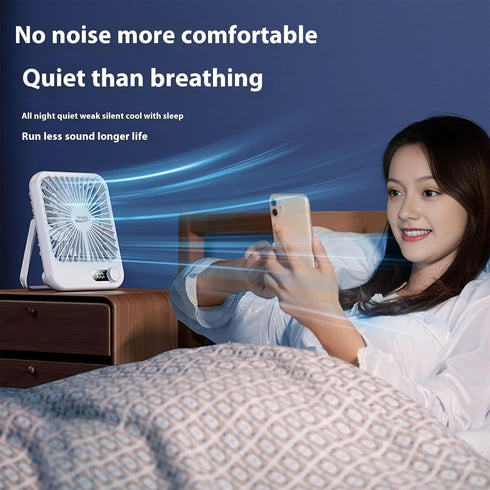 Small Portable Desk Fan, 3000mAh USB Rechargeable Mini Foldable Personal Fans, 180°Tilt Standing Hanging Fan Strong Wind, Ultra Quiet, 100 Speed M...