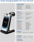 ELEGRP Wireless Charging Station for Apple/Samsung/Android, 3 in 1 Travel Fast Wireless Charger for iPhone 15/14/13/12/11/Pro/Max/SE/8, Samsung S2...