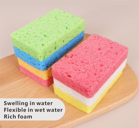 Compressed Sponges,Natural Sponge Wood Pulp cotton?Sponges Kitchen, Sponges for Dishes,Household Cleaning Sponge...