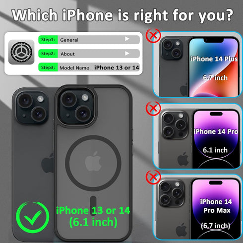 for iPhone 14 Case, iPhone 13 Case, Magnetic Phone Case Compatible with MagSafe, Military-Grade Heavy Duty Protection Phone Case for iPhone 13/14 ...
