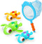 Bath Toys Set for Toddlers 1-3 Kids 4-8, 3Pcs Wind Up Swimming Turtle Water Toys with 1Pcs Shark Fishing Net, Floating Wind Up Turtle Bathtub Toys...