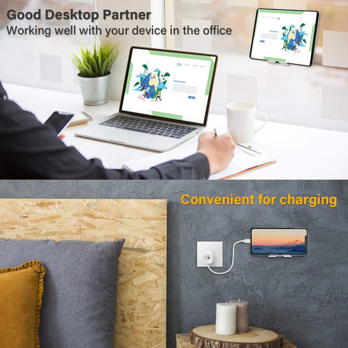 Wall Mount Cell Phone Holder - Mirror Adjustable Cellphone Stand with 2Pcs Adhesive Sticky Pads for Bathroom Bedroom Kitchen or Dorm, Compatible w...