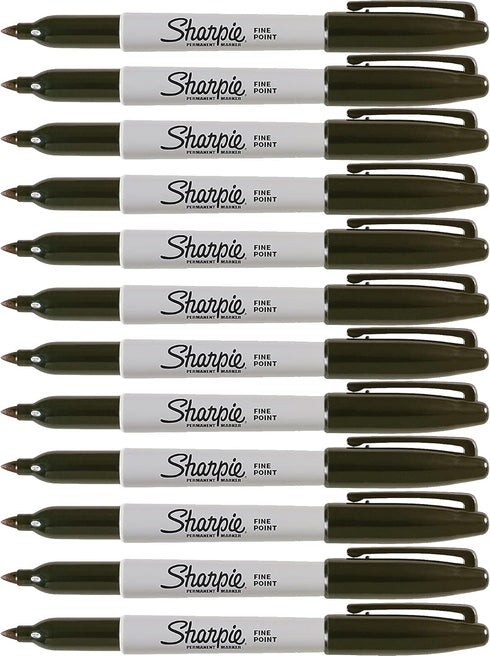Sharpie Permanent Markers, Fine Point, Black, 12 Pack (30001) Size: 12 Office Supply Product...