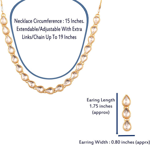 Touchstone "Contemporary Kundan Collection Indian Bollywood traditional Mughal Kundan polki look neutral bridal designer jewelry single line neckl...