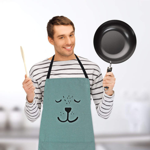 YOLOPARK Lovely Parent and Child Apron, Comfortable Simple Apron with Pocket for Painting Cooking Artist Chef, Pack of 2...