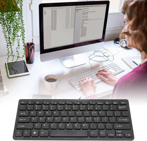 USB Wired Keyboard,78 Keys Mini Desktop Keyboard,Portable Ultra Thin Computer Keyboard,Low Noise Waterproof Mechanical Keyboard,Comfortable to Tou...