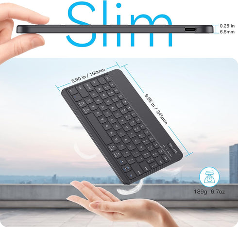 Emetok Portable Bluetooth Keyboard with Larger Keycaps, Upgraded Rechargeable BLE Keyboard for iPad 10.2 inch, Speedier Response/Comfortable Typin...