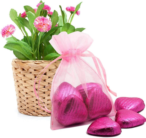 50Pcs Pink Organza Bags 3x4 inches, Small Mesh Drawstring Jewelry Candy Pouches Wedding Party Baby Shower Favor Gift Bags...