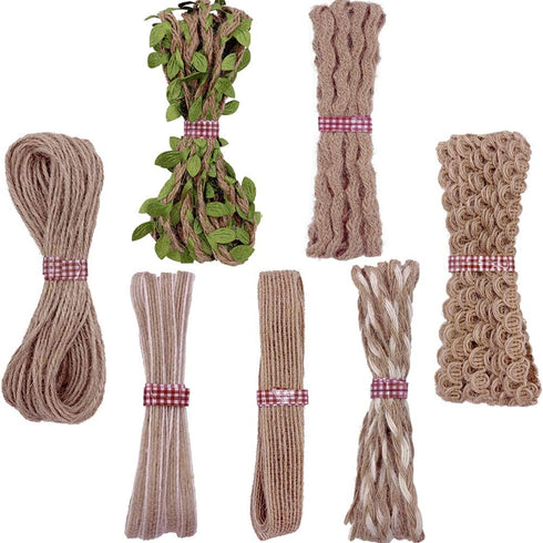 7 Rolls Jute Ribbons Burlap Ribbon Natural Jute Rope Decorative Twisted String for Gift Wrapping Crafts Party Home Decoration (23.9 Yards)...