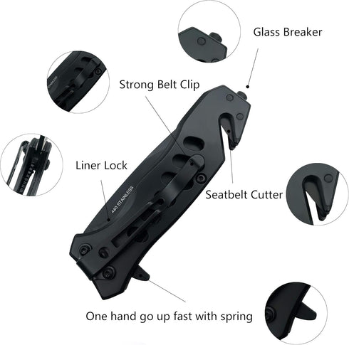ALBATROSS EDC Cool Sharp Tactical Folding Pocket Knife,SpeedSafe Spring Assisted Opening Knifes with Liner Lock,Pocketclip,Glass Breaker,Seatbelt ...