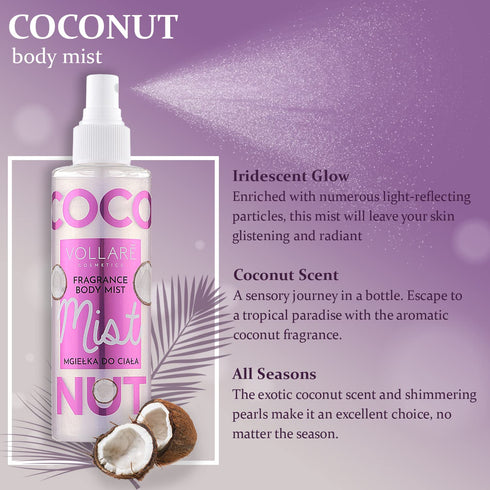 Coconut Body Spray - Body Shimmer Spray with Pearly Particles - Fragrance Glitter Mist for Women...