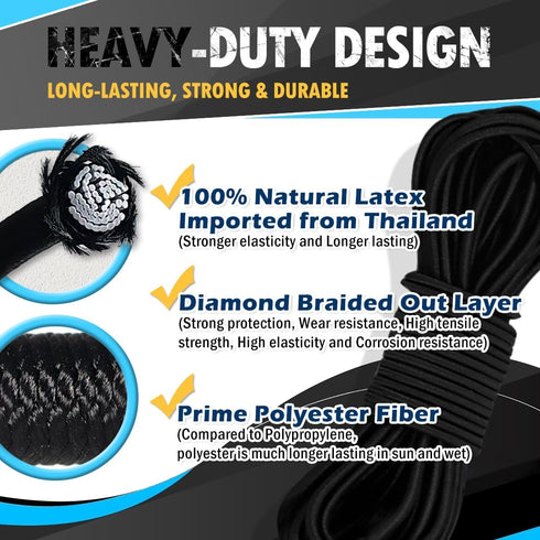 PerkHomy 1/4" x 25' Bungee Shock Cord Rope Marine Grade Heavy Duty Polyester Bungie Elastic Stretch String for Kayak Strap Tarp Tie Down Canopy Bo...