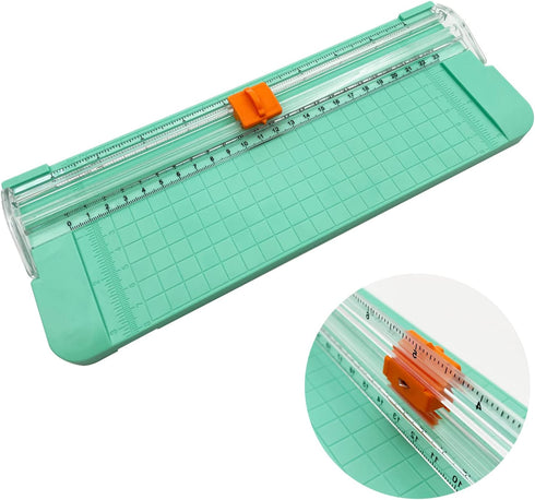 Paper Cutter, A4 Paper Trimmer with Security Safeguard & Side Ruler Portable Straight Edge Cutter for Scrapbooking Craft Paper, Photos, Label, Car...
