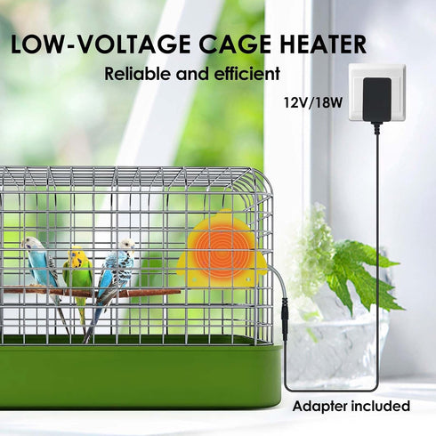 Bird Cage Heater for Cockatiels Parrots Conure Finches Parakeets Heater Bird Heater for Cage Snuggle Up Bird Warmer Heater 12V Birdcage Warmer 18W...