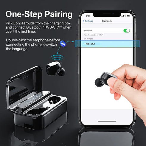 Wireless Earbuds, Bluetooth 5.2 Headphones with Charging Case 1200mAh-60Hrs Play Time-Cell Phones Charging Function, Built-in Microphone IPX5 Wate...