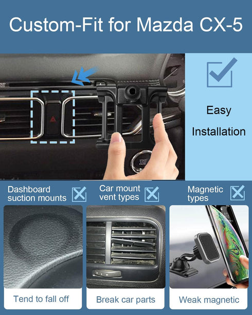 Mazda CX-5 Phone Mount, Custom Fit 2017-present, Compatible with All Cell Phones...