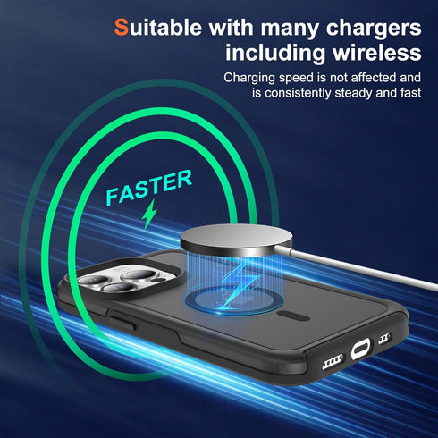 for iPhone 14 Pro (5 in 1) MagSafe Shockproof Anti-Drop Cover Case with Anti-Spy Glass Screen Protector, Camera Lens Protector, and Clean Kits - C...