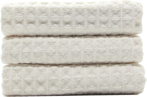 Waffle Weave Kitchen Drying Towels - Thick Microfiber, Absorbent, Lint Free 16Inch x 24Inch 3 Pack Beige...