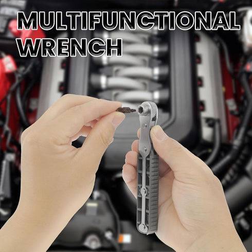 Mini Ratchet Set, 5-Piece 1/4 Ratchet Right Angle Screwdriver, 36-Tooth Bidirectional Ratcheting Wrench Bit Ratchet for Tight Spaces, Hand Tool wi...
