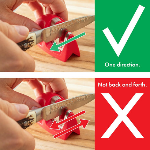 50883 - Edge Grip 2-Stage Knife Sharpener - Red - Coarse & Fine Sharpeners - Compact - Stable Non-Slip Base - Soft Grip Rubber Handle - Straight &...