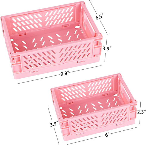 2-Pack Mini Foldable Plastic Baskets for Organizing and Storage, Collapsible Storage Crate for Home Kitchen Bedroom Bathroom Office (5.9x3.8x2.2, ...