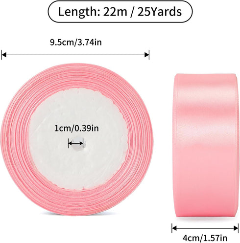 jijAcraft Pink Ribbon 1-1/2 Inch x 25 Yards Satin Gift Ribbon, Pink Polyester Satin Ribbon Holiday Ribbon for Present Package, Wedding Gift Wrappi...