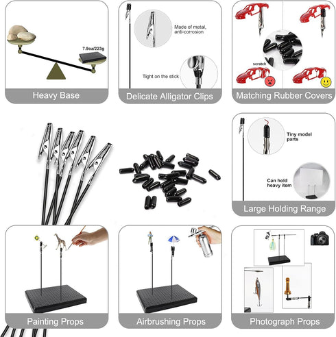 Evemodel GJJC19B Painting Stand Big Base 14 x 19 Holes and 20pcs Alligator Clip Stick Set Modeling Tools for Airbrush Hobby Model Parts New...