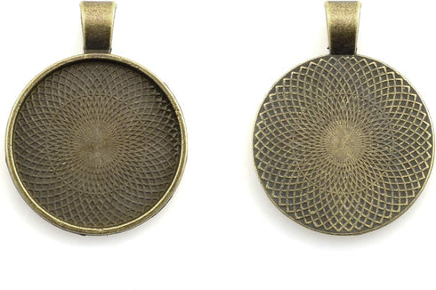 Lind Kitchen 25pcs Round Bezel Pendant Trays Setting Cabochon Blank Base for DIY Crafting Photo Jewelry Findings Making Accessories 25mm...