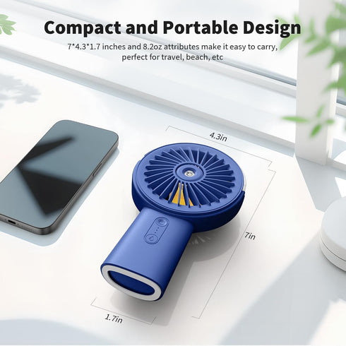 Otlonpe Misting Fan Portable Fan with Mist, 4000mAh Rechargeable Handheld Fan Battery Operated Power Bank, Water Spray Mister Hand Held Fan, Desk ...