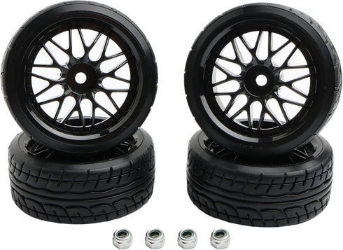 4PCS 12mm Hub Wheels,1:10 62mm Hard Plastic RC Drift Cars On Road Touring Racing Rally Tires for Traxxas HSP Tamiya HPI Kyosho On-Road Drifting Ca...