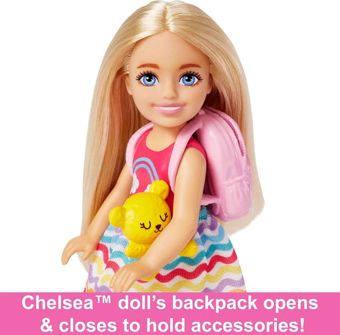Barbie Chelsea Doll & 6 Accessories, Travel Set with Puppy, Pet Carrier & Backpack that Opens & Closes, Blonde Small Doll...