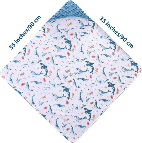 Car Seat Blankets for Babies Winter Car Seat Covers 100% Cotton Minky Baby Swaddle Blanket with Hat for Newborn Stroller Seat Liners, Baby Carrier...