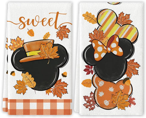 Fall Kitchen Towels Cartoon Mouse Dish Towels Autumn Mouse Kitchen Towels Fall Autumn Harvest Thanksgiving Decor Fall Decoration for Home Party...