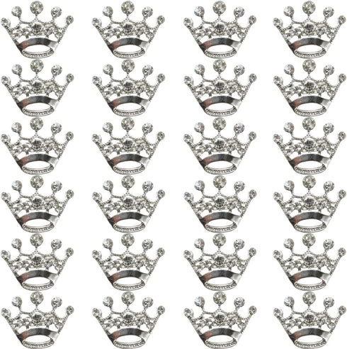 24PCS Tiara Crown Brooch Pin Wedding Party Pageant Brooch (Silver)...